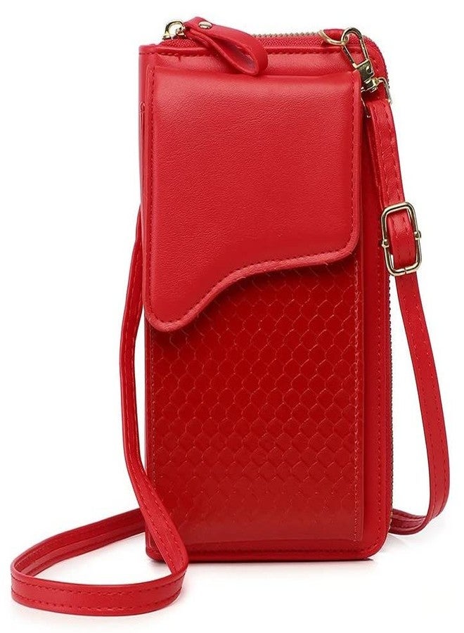 موكا حقيبة كتف نسائية من MOCA مزودة بحامل للهاتف المحمول، محفظة جيب، حقيبة يد، حقيبة كروسبودي مع محفظة للهاتف المحمول للنساء والفتيات (أحمر)… - Image 1